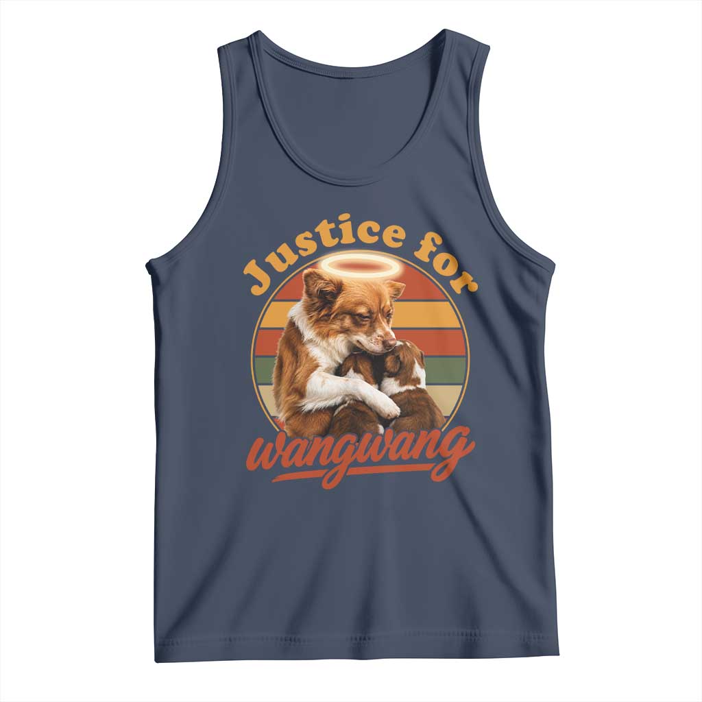 Justice For Wangwang Retro Sunset Halo Dog Mama Tank Top Pet Memorial Awareness Graphic TS02 Navy Print Your Wear