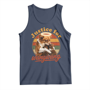 Justice For Wangwang Retro Sunset Halo Dog Mama Tank Top Pet Memorial Awareness Graphic TS02 Navy Print Your Wear