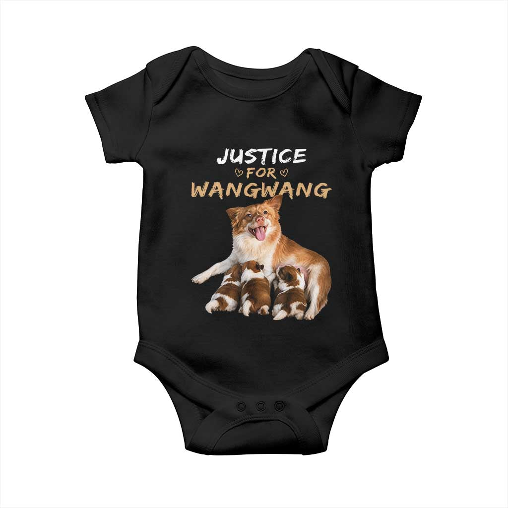 Justice For Wangwang Mother Dog Newborn Puppies Baby Onesie Animal Rights Awareness Graphic TS02 Black Print Your Wear