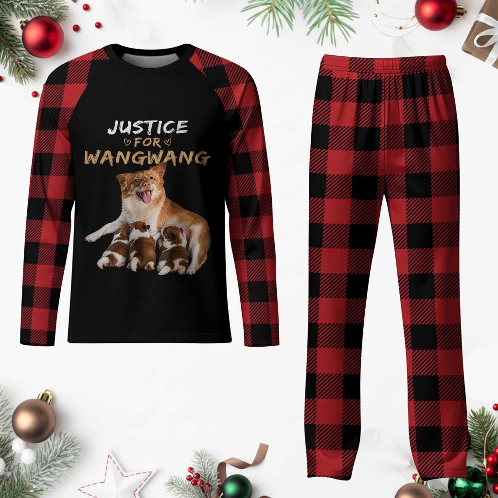 Justice For Wangwang Mother Dog Newborn Puppies Plaid Pajama Set Animal Rights Awareness Graphic TS02 Buffalo Plaid Print Your Wear