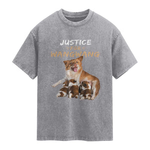 Justice For Wangwang Mother Dog Newborn Puppies Washed Cotton T-Shirt Animal Rights Awareness Graphic