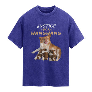 Justice For Wangwang Mother Dog Newborn Puppies Washed Cotton T-Shirt Animal Rights Awareness Graphic