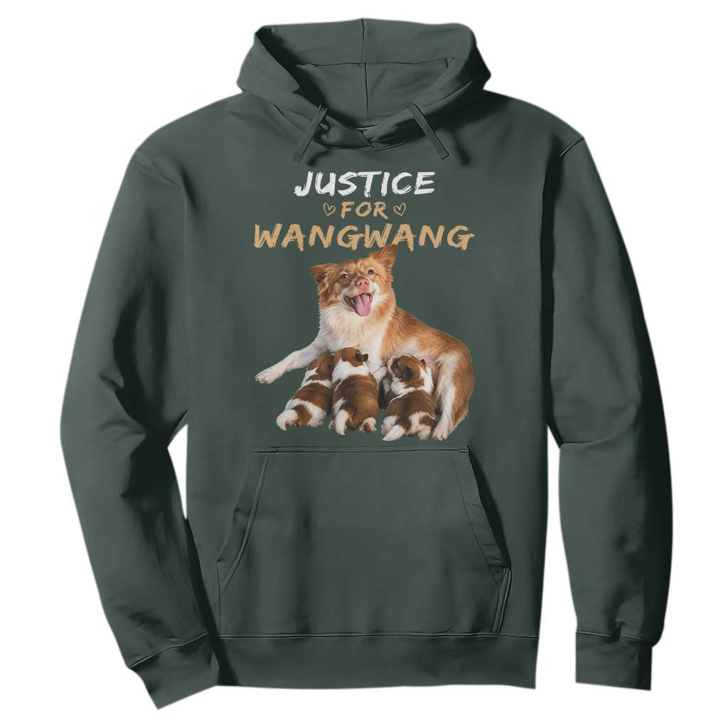 Justice For Wangwang Mother Dog Newborn Puppies Hoodie Animal Rights Awareness Graphic TS02 Dark Forest Green Print Your Wear