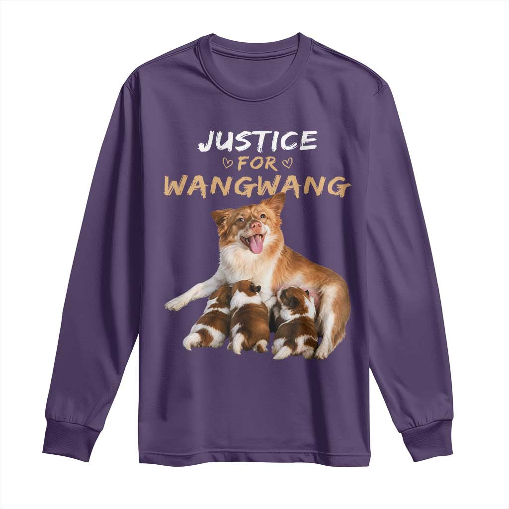 Justice For Wangwang Mother Dog Newborn Puppies Long Sleeve Shirt Animal Rights Awareness Graphic TS02 Purple Print Your Wear