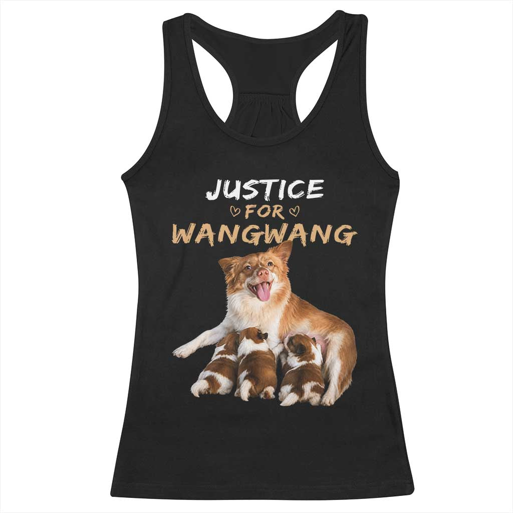 Justice For Wangwang Mother Dog Newborn Puppies Racerback Tank Top Animal Rights Awareness Graphic TS02 Black Print Your Wear