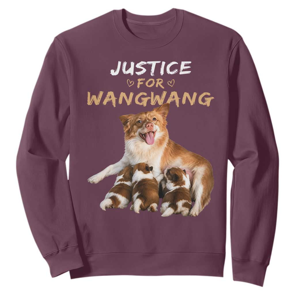 Justice For Wangwang Mother Dog Newborn Puppies Sweatshirt Animal Rights Awareness Graphic TS02 Maroon Print Your Wear