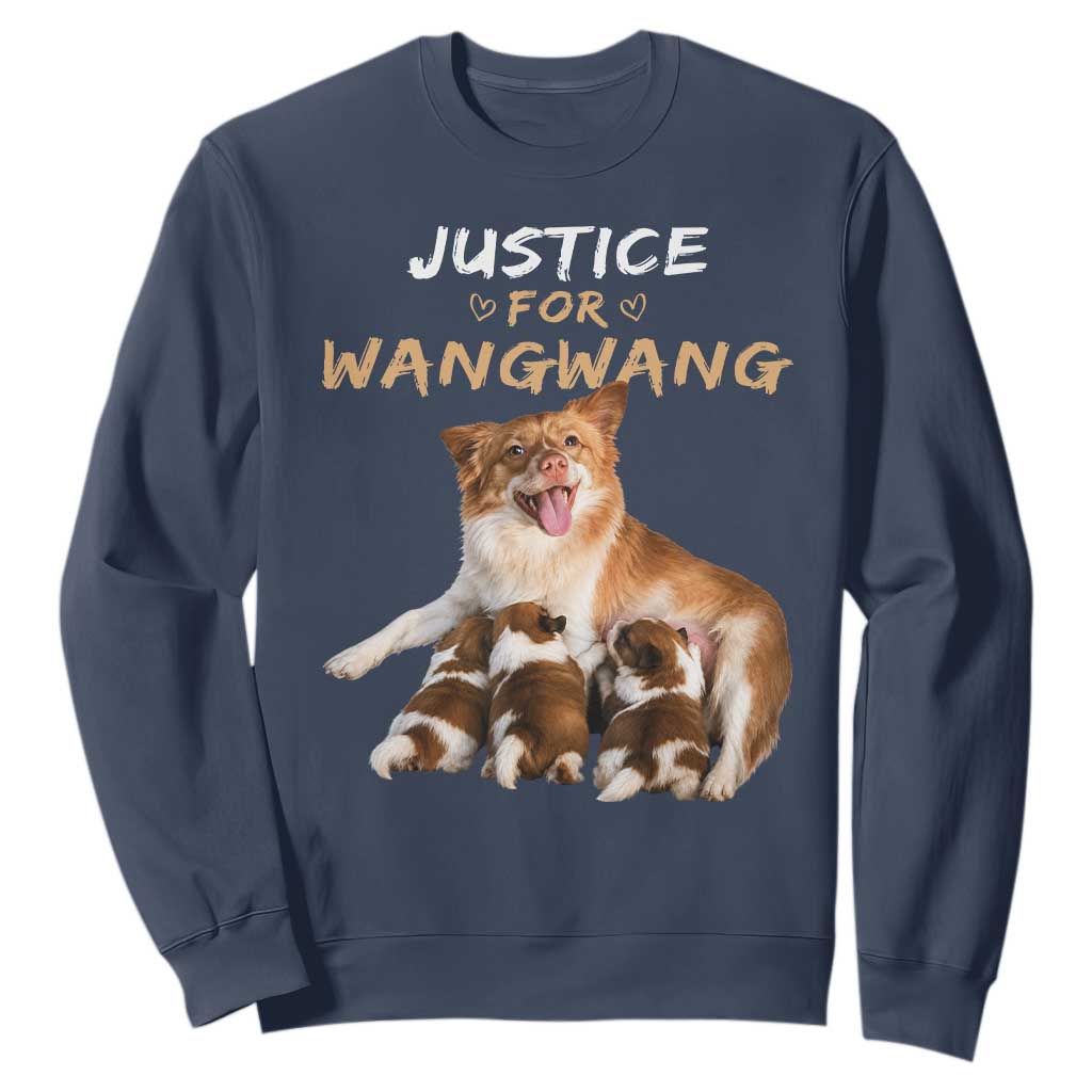 Justice For Wangwang Mother Dog Newborn Puppies Sweatshirt Animal Rights Awareness Graphic TS02 Navy Print Your Wear