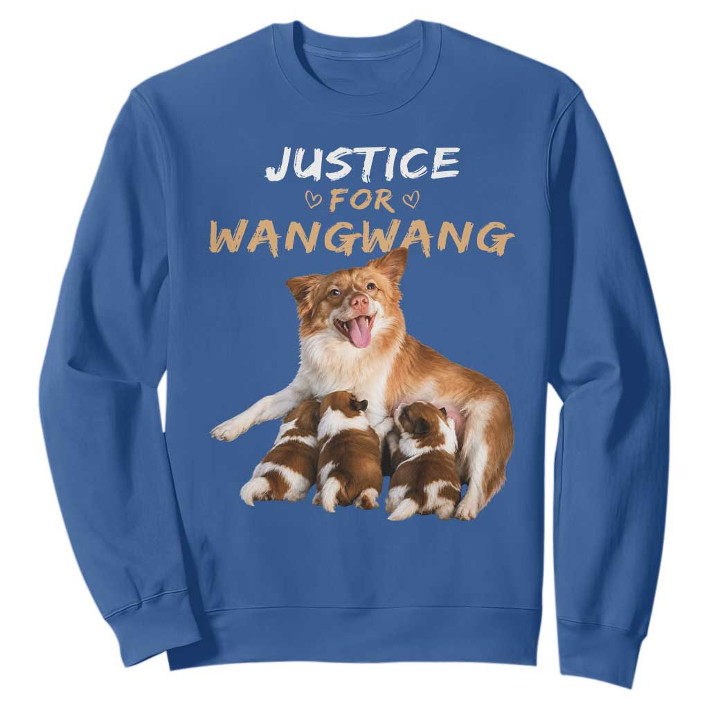 Justice For Wangwang Mother Dog Newborn Puppies Sweatshirt Animal Rights Awareness Graphic TS02 Royal Blue Print Your Wear