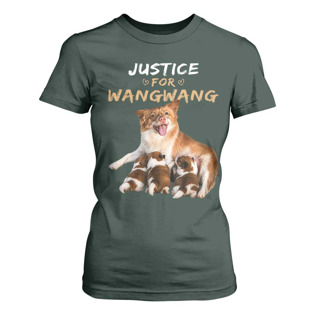 Justice For Wangwang Mother Dog Newborn Puppies T Shirt For Women Animal Rights Awareness Graphic TS02 Dark Forest Green Print Your Wear