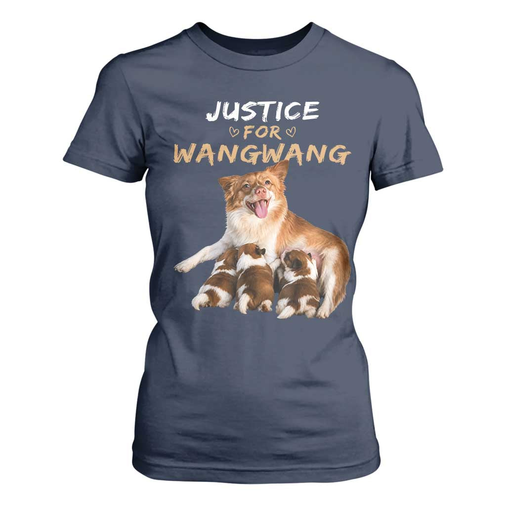 Justice For Wangwang Mother Dog Newborn Puppies T Shirt For Women Animal Rights Awareness Graphic TS02 Navy Print Your Wear