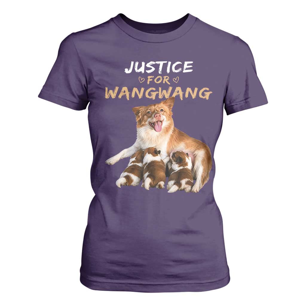 Justice For Wangwang Mother Dog Newborn Puppies T Shirt For Women Animal Rights Awareness Graphic TS02 Purple Print Your Wear