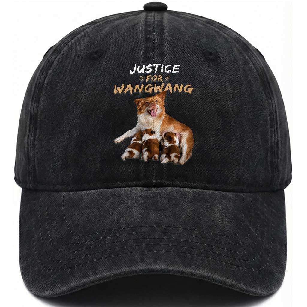 Justice For Wangwang Mother Dog Newborn Puppies Washed Cotton Baseball Cap Animal Rights Awareness Graphic TS02 Print Your Wear