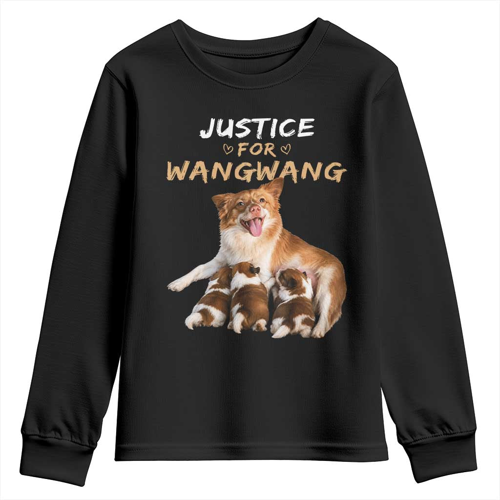 Justice For Wangwang Mother Dog Newborn Puppies Youth Sweatshirt Animal Rights Awareness Graphic TS02 Black Print Your Wear