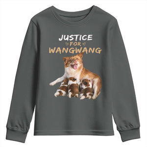 Justice For Wangwang Mother Dog Newborn Puppies Youth Sweatshirt Animal Rights Awareness Graphic TS02 Dark Heather Print Your Wear