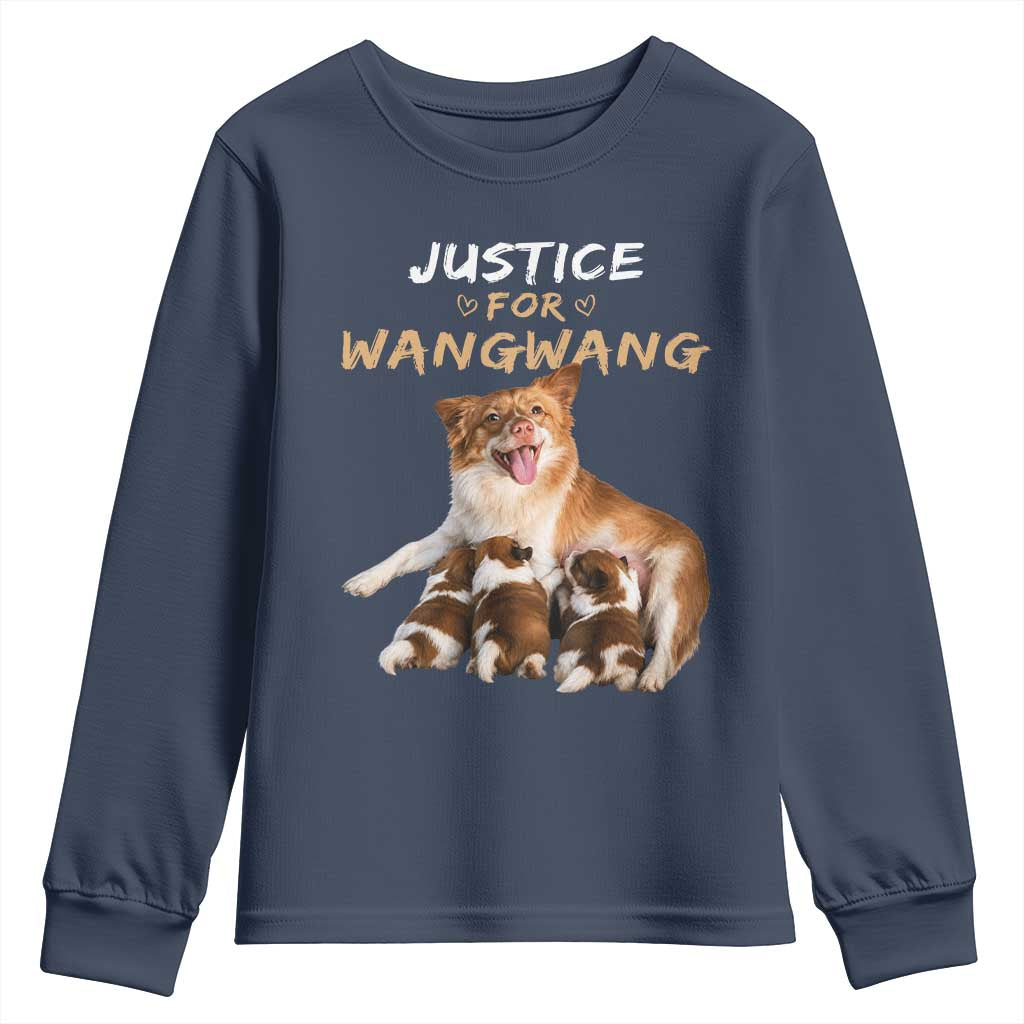 Justice For Wangwang Mother Dog Newborn Puppies Youth Sweatshirt Animal Rights Awareness Graphic TS02 Navy Print Your Wear