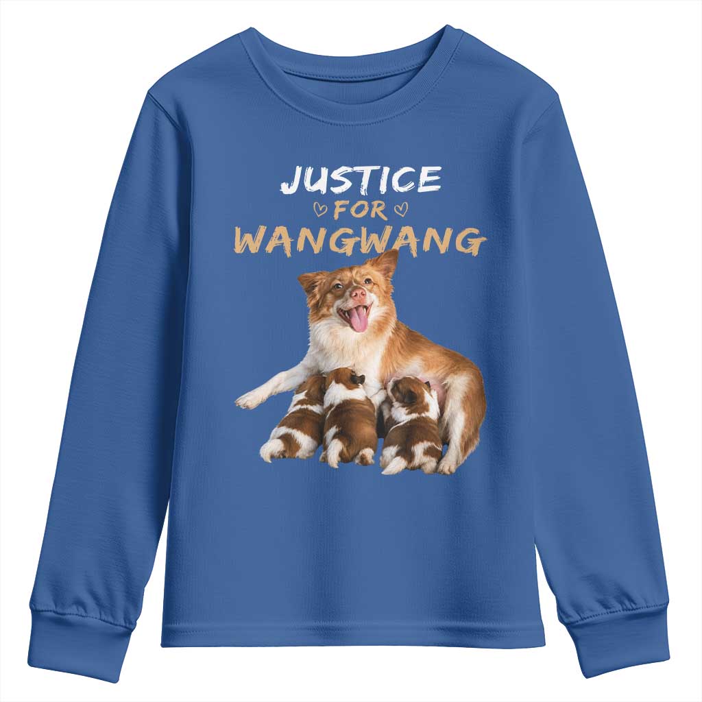 Justice For Wangwang Mother Dog Newborn Puppies Youth Sweatshirt Animal Rights Awareness Graphic TS02 Royal Blue Print Your Wear
