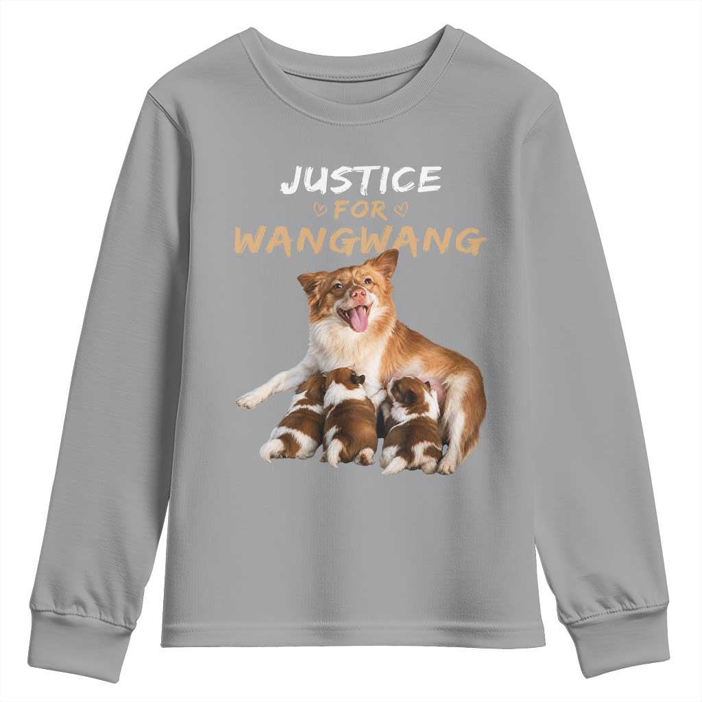 Justice For Wangwang Mother Dog Newborn Puppies Youth Sweatshirt Animal Rights Awareness Graphic TS02 Sport Gray Print Your Wear