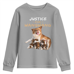 Justice For Wangwang Mother Dog Newborn Puppies Youth Sweatshirt Animal Rights Awareness Graphic TS02 Sport Gray Print Your Wear