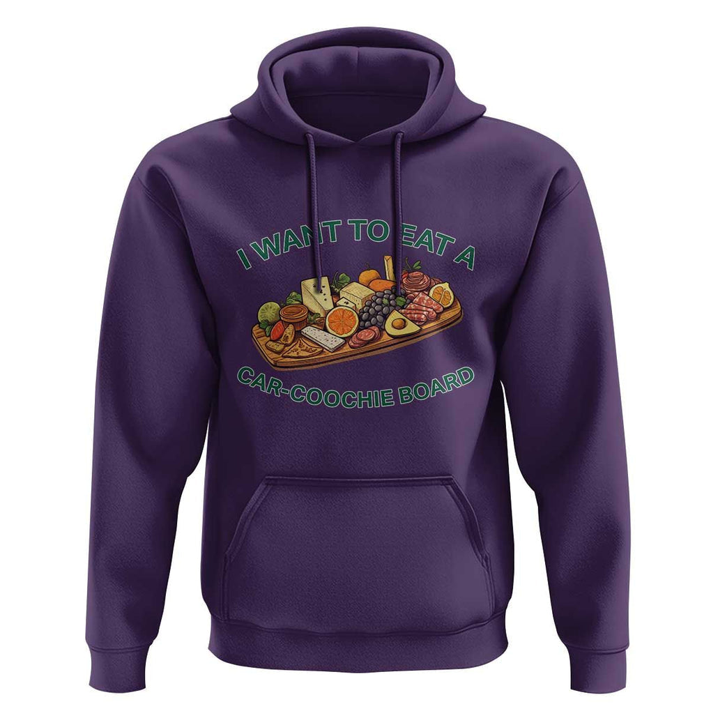 Funny Charcuterie Board Hoodie I Want To Eat A Car-Coochie Board Humor Mispronunciation Sarcasm TS02 Purple Print Your Wear