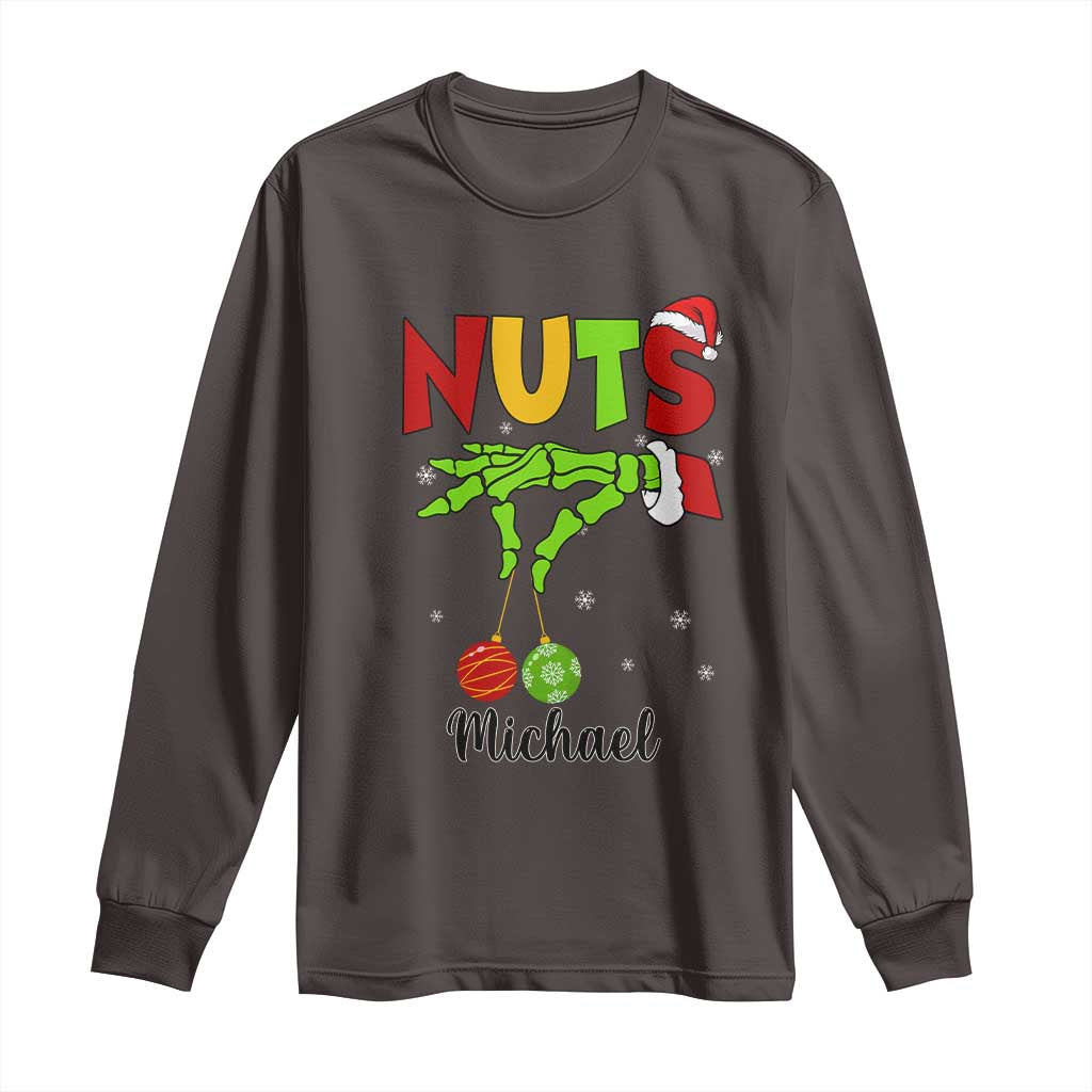 Personalized Christmas Matching Couple Long Sleeve Shirt Custom Name Chestnuts Xmas Funny Nuts TS02 Dark Chocolate Print Your Wear