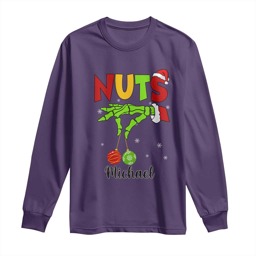 Personalized Christmas Matching Couple Long Sleeve Shirt Custom Name Chestnuts Xmas Funny Nuts TS02 Purple Print Your Wear