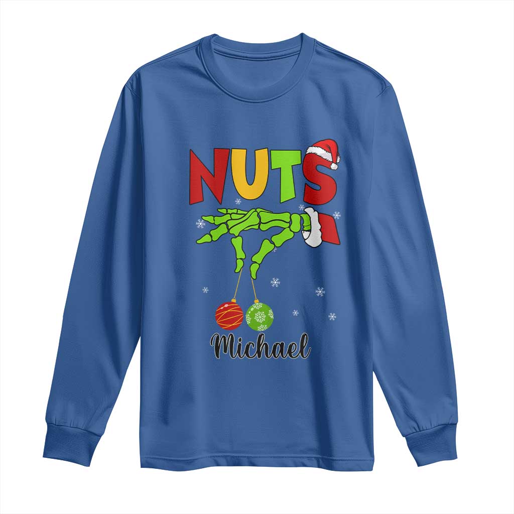 Personalized Christmas Matching Couple Long Sleeve Shirt Custom Name Chestnuts Xmas Funny Nuts TS02 Royal Blue Print Your Wear