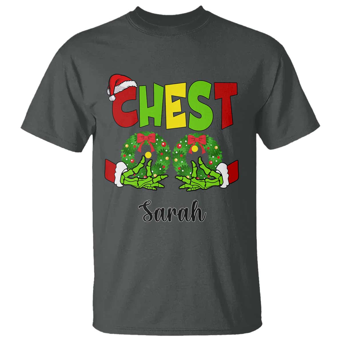Personalized Christmas Matching Couple T Shirt Custom Name Chestnuts Xmas Funny Chest TS02 Dark Heather Print Your Wear