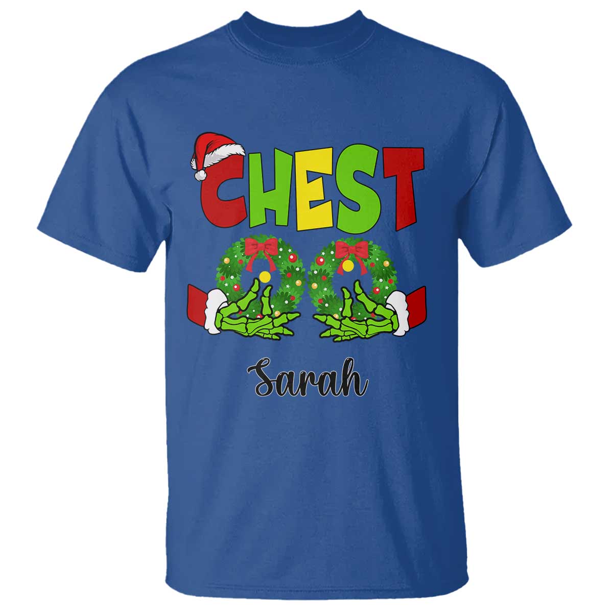 Personalized Christmas Matching Couple T Shirt Custom Name Chestnuts Xmas Funny Chest TS02 Royal Blue Print Your Wear