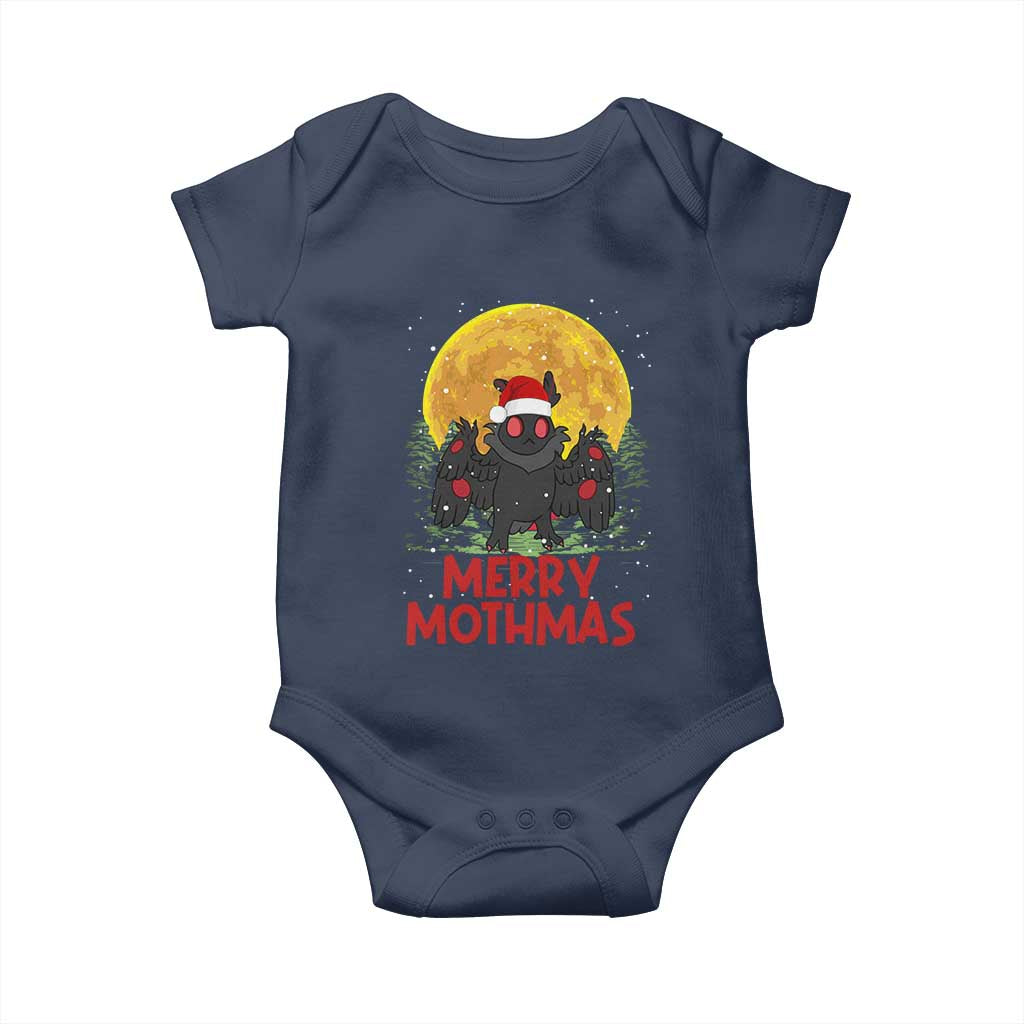 Mothman Christmas Baby Onesie Funny Merry Mothmas Cryptid Xmas Santa TS02 Navy Print Your Wear