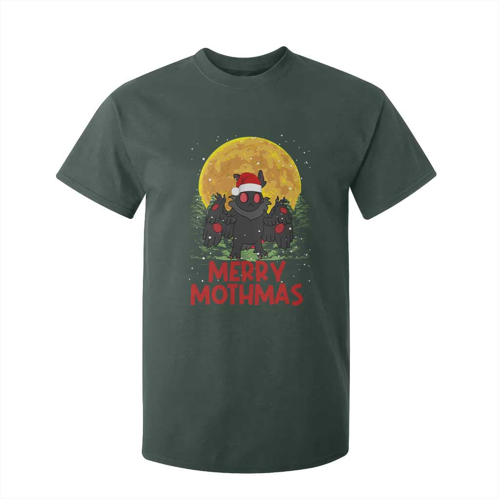 Mothman Christmas T Shirt For Kid Funny Merry Mothmas Cryptid Xmas Santa TS02 Dark Forest Green Print Your Wear