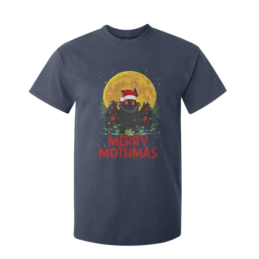 Mothman Christmas T Shirt For Kid Funny Merry Mothmas Cryptid Xmas Santa TS02 Navy Print Your Wear