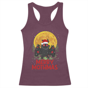 Mothman Christmas Racerback Tank Top Funny Merry Mothmas Cryptid Xmas Santa TS02 Maroon Print Your Wear