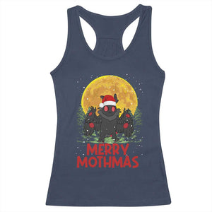 Mothman Christmas Racerback Tank Top Funny Merry Mothmas Cryptid Xmas Santa TS02 Navy Print Your Wear