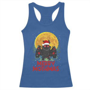 Mothman Christmas Racerback Tank Top Funny Merry Mothmas Cryptid Xmas Santa TS02 Royal Blue Print Your Wear