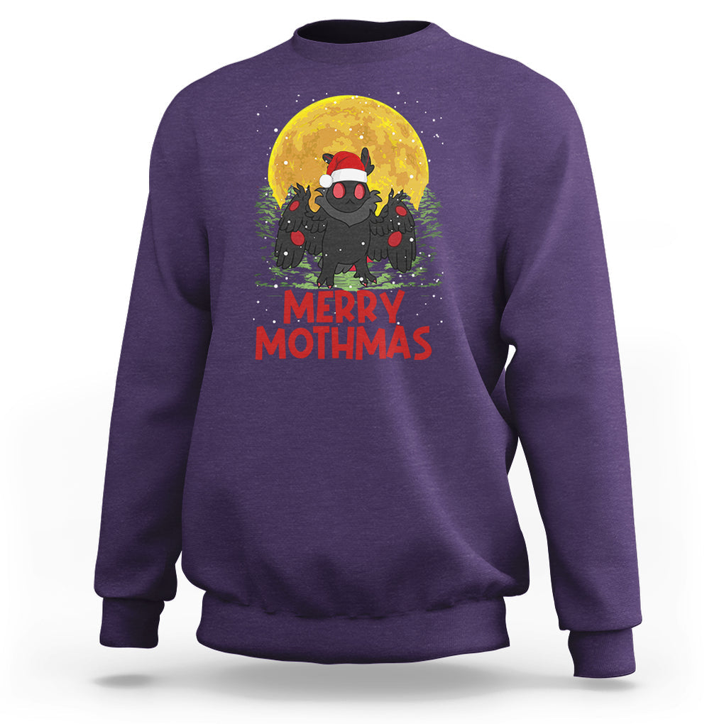 Mothman Christmas Sweatshirt Funny Merry Mothmas Cryptid Xmas Santa TS02 Purple Printyourwear