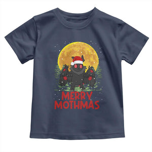 Mothman Christmas Toddler T Shirt Funny Merry Mothmas Cryptid Xmas Santa TS02 Navy Print Your Wear