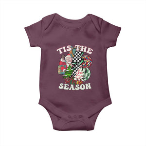 Groovy Christmas Baby Onesie Tis The Season Retro Santa Vibe TS02 Maroon Print Your Wear