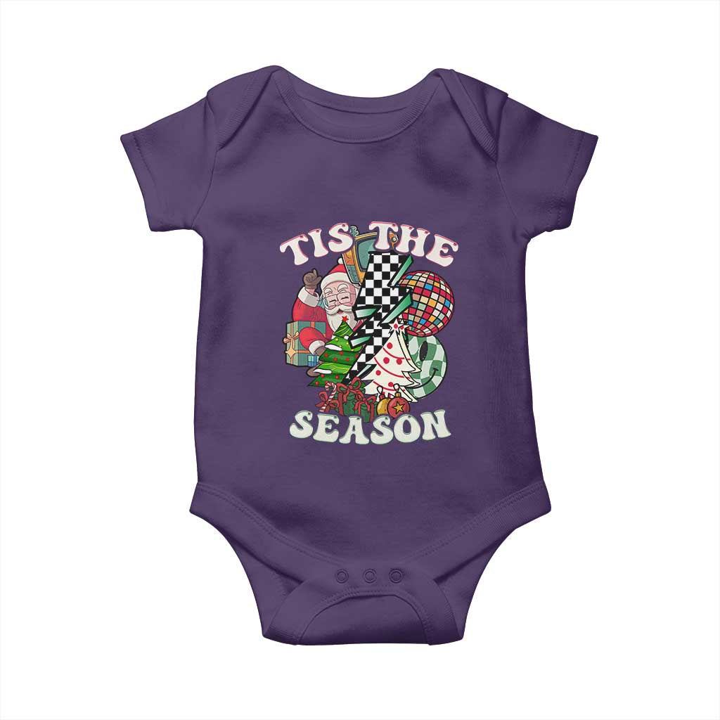 Groovy Christmas Baby Onesie Tis The Season Retro Santa Vibe TS02 Purple Print Your Wear
