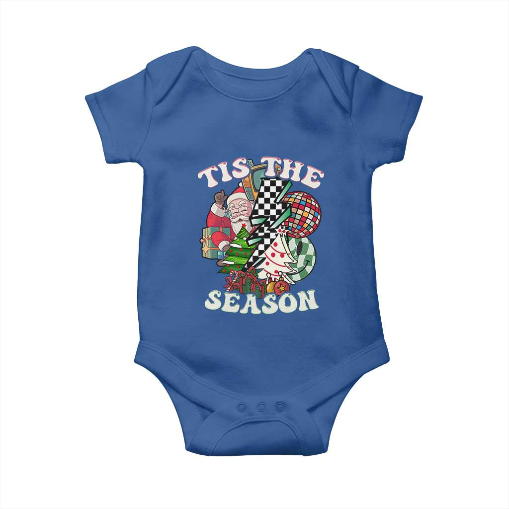 Groovy Christmas Baby Onesie Tis The Season Retro Santa Vibe TS02 Royal Blue Print Your Wear