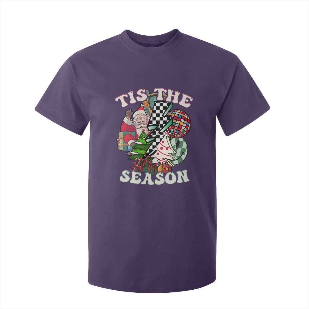 Groovy Christmas T Shirt For Kid Tis The Season Retro Santa Vibe TS02 Purple Print Your Wear
