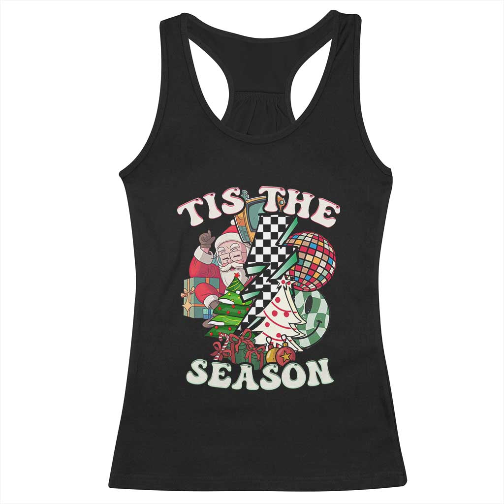 Groovy Christmas Racerback Tank Top Tis The Season Retro Santa Vibe TS02 Black Print Your Wear