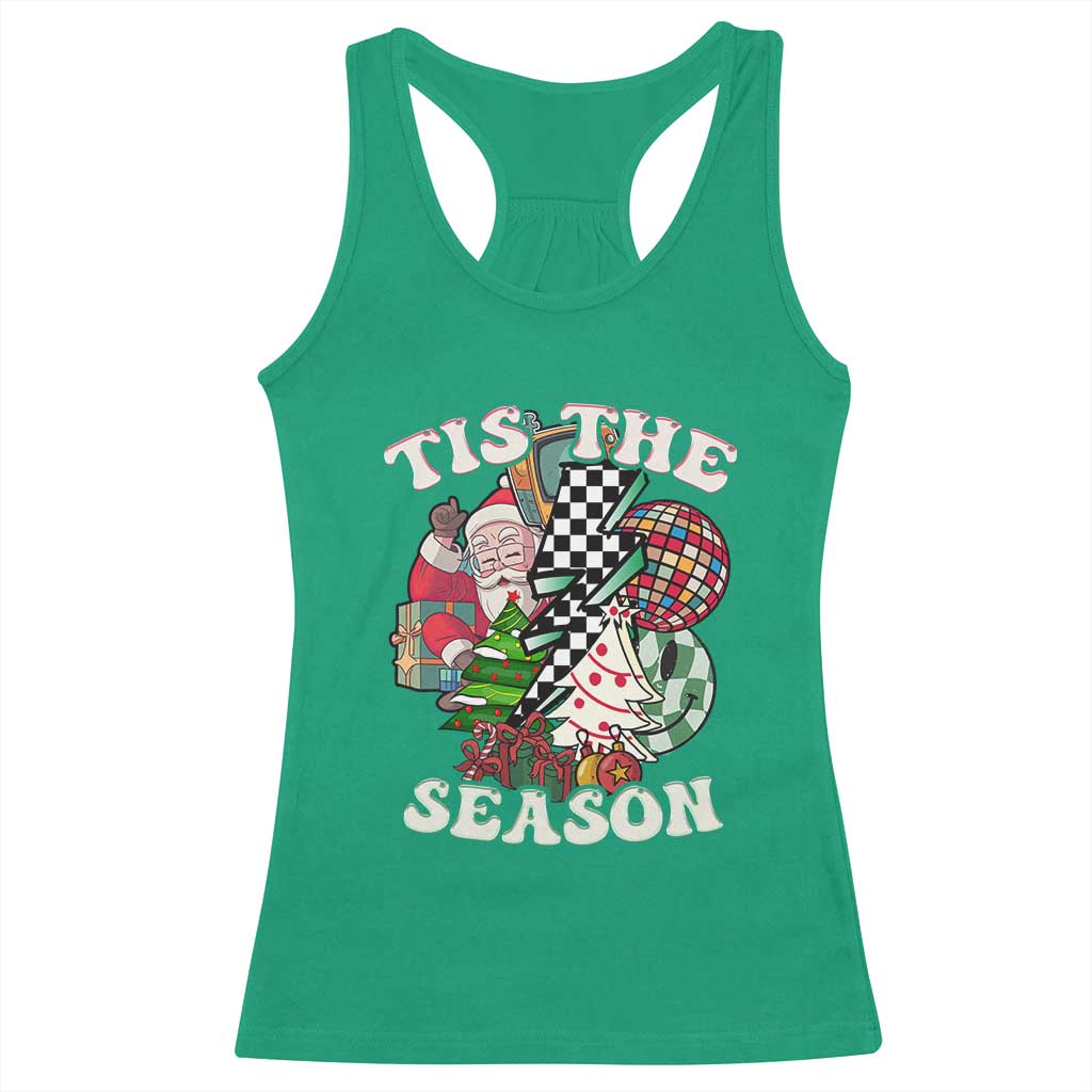 Groovy Christmas Racerback Tank Top Tis The Season Retro Santa Vibe TS02 Irish Green Print Your Wear