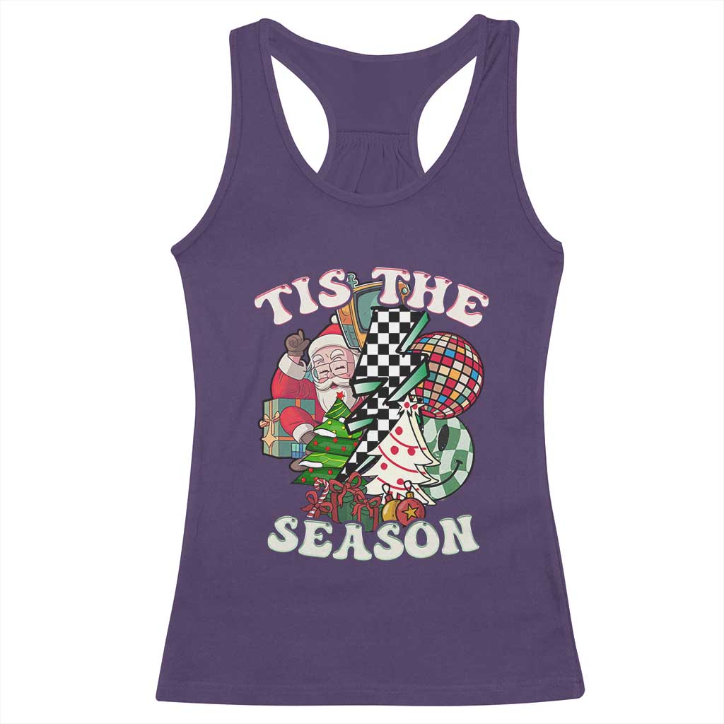 Groovy Christmas Racerback Tank Top Tis The Season Retro Santa Vibe TS02 Purple Print Your Wear