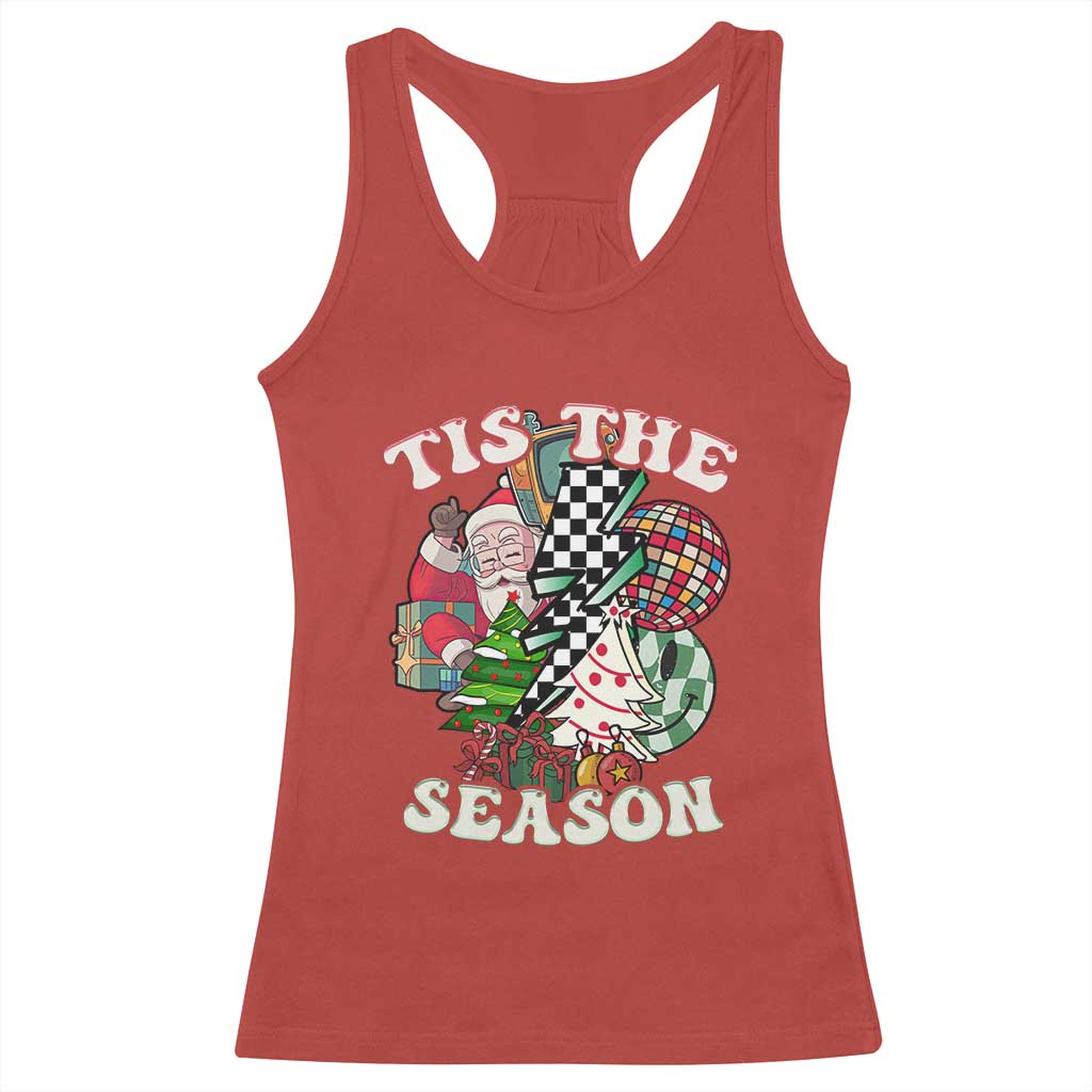 Groovy Christmas Racerback Tank Top Tis The Season Retro Santa Vibe TS02 Red Print Your Wear