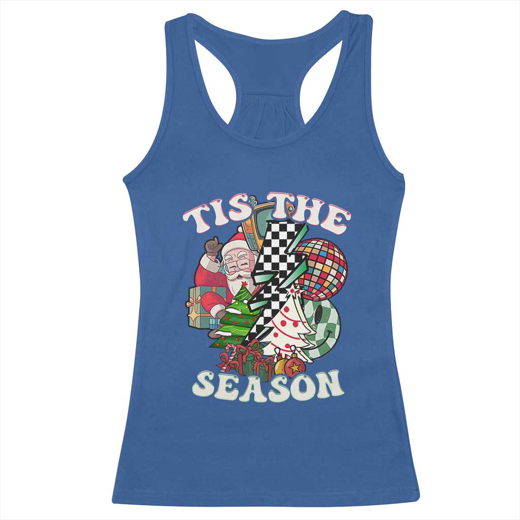 Groovy Christmas Racerback Tank Top Tis The Season Retro Santa Vibe TS02 Royal Blue Print Your Wear