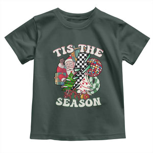 Groovy Christmas Toddler T Shirt Tis The Season Retro Santa Vibe TS02 Dark Forest Green Print Your Wear