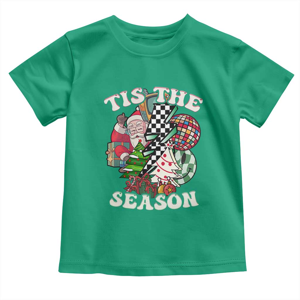 Groovy Christmas Toddler T Shirt Tis The Season Retro Santa Vibe TS02 Irish Green Print Your Wear