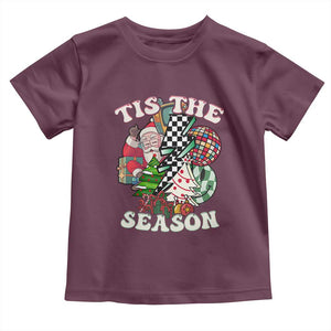 Groovy Christmas Toddler T Shirt Tis The Season Retro Santa Vibe TS02 Maroon Print Your Wear