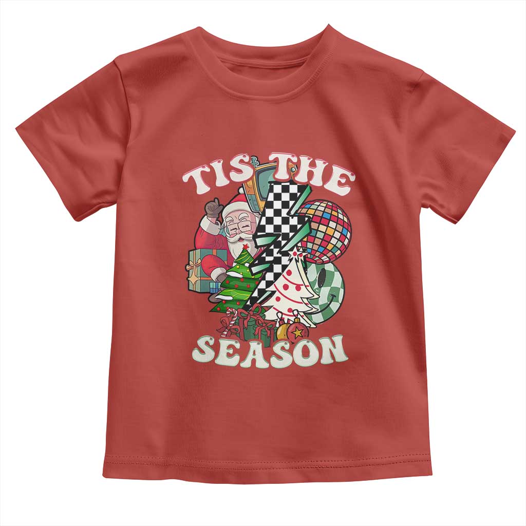 Groovy Christmas Toddler T Shirt Tis The Season Retro Santa Vibe TS02 Red Print Your Wear