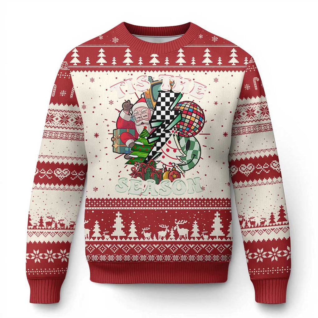 Groovy Christmas Ugly Christmas Sweater Tis The Season Retro Santa Vibe TS02 Red Print Your Wear